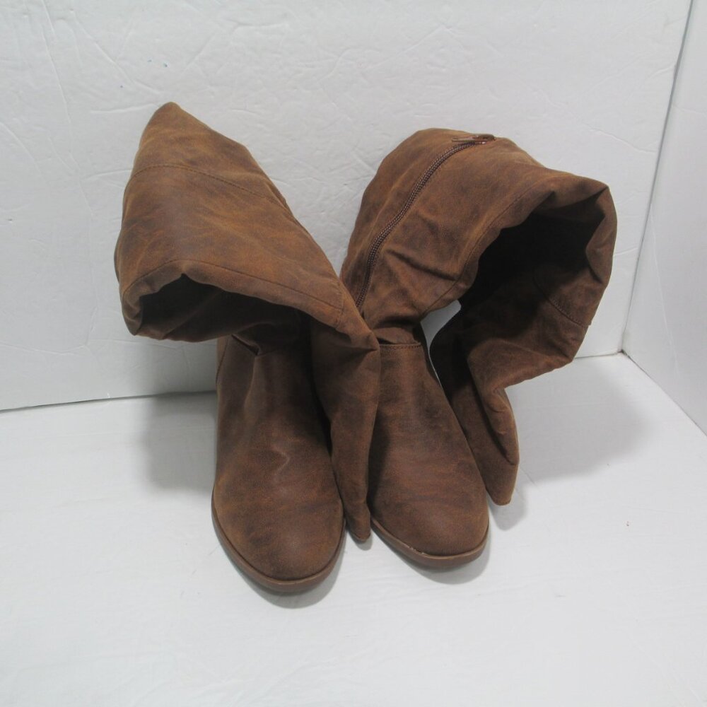 NEW Qupid Over The Knee Boots Brown Faux Suede Size 6 - Picture 9 of 9